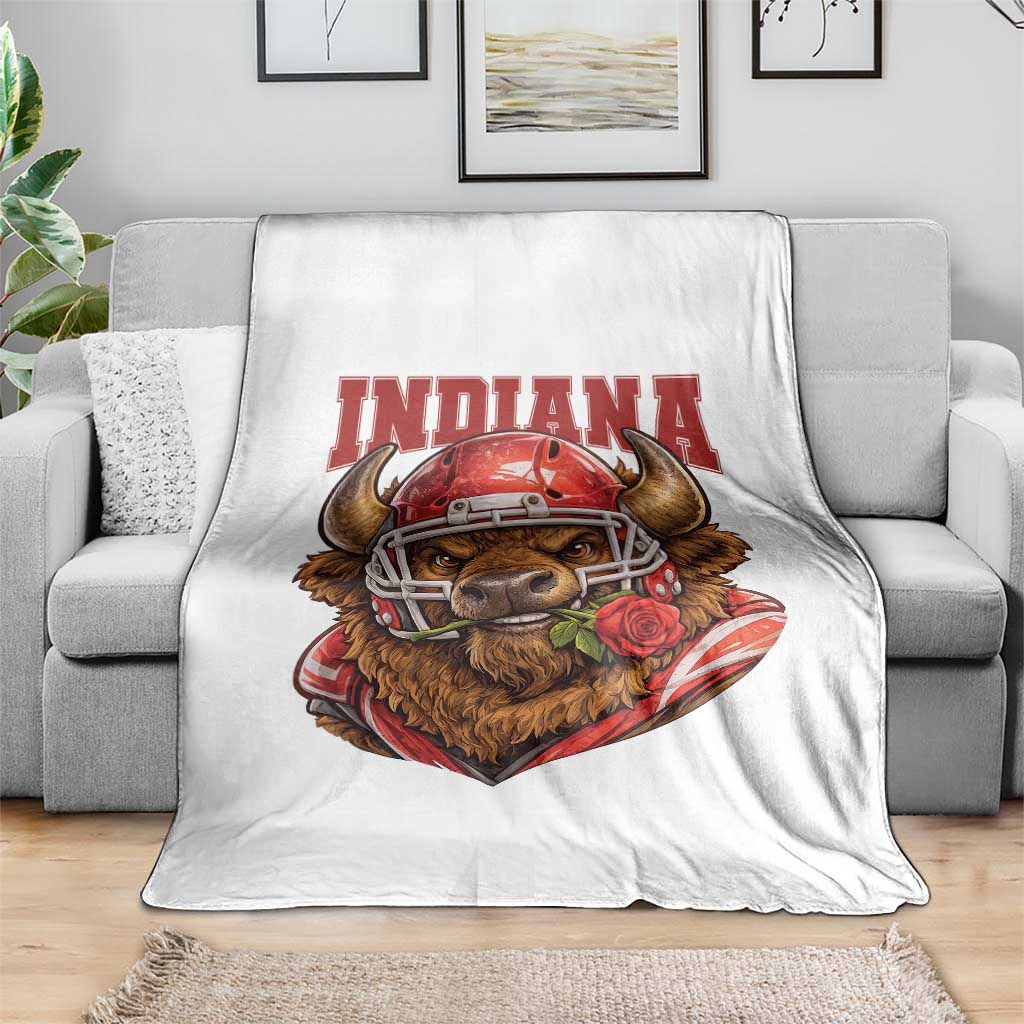 Indiana Football Spirit Bison with Rose Graphic Throw Blanket Hoosier State Sports Pride TS02 Print Your Wear