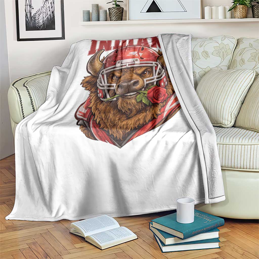 Indiana Football Spirit Bison with Rose Graphic Throw Blanket Hoosier State Sports Pride TS02 Print Your Wear