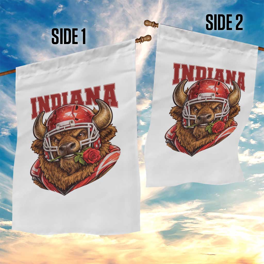 Indiana Football Spirit Bison with Rose Graphic Garden Flag Hoosier State Sports Pride TS02 Print Your Wear
