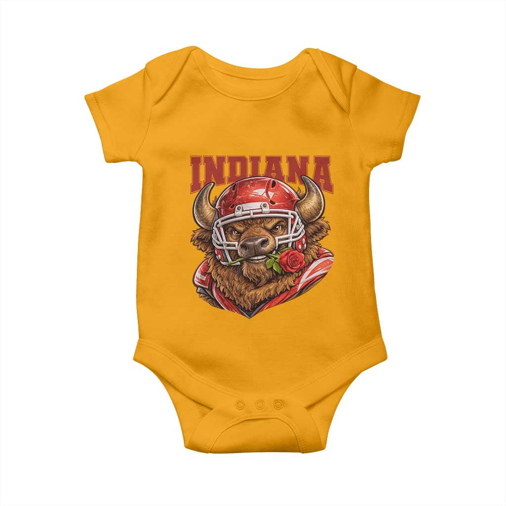 Indiana Football Spirit Bison with Rose Graphic Baby Onesie Hoosier State Sports Pride TS02 Gold Print Your Wear