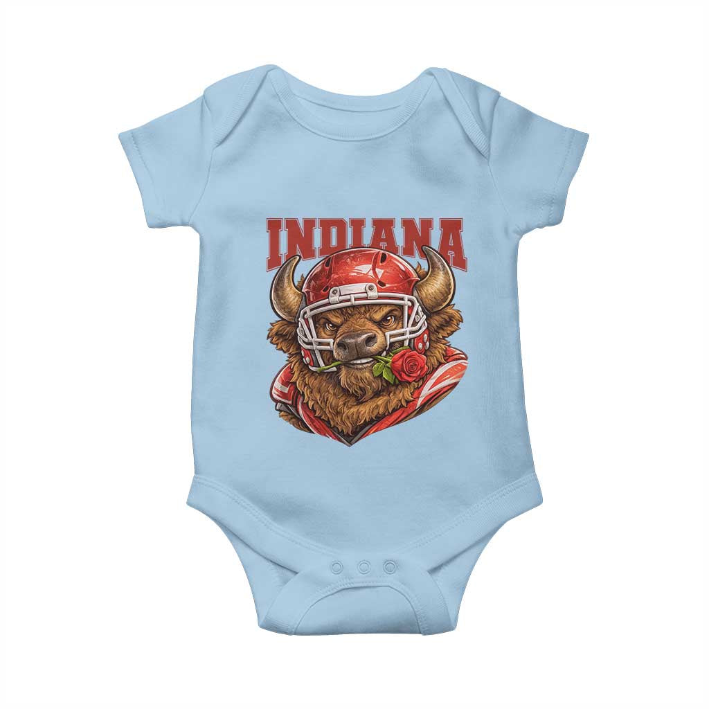 Indiana Football Spirit Bison with Rose Graphic Baby Onesie Hoosier State Sports Pride TS02 Light Blue Print Your Wear