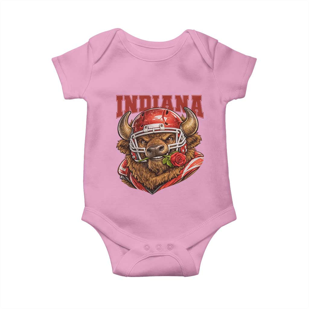 Indiana Football Spirit Bison with Rose Graphic Baby Onesie Hoosier State Sports Pride TS02 Light Pink Print Your Wear