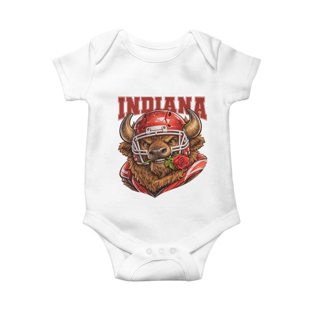 Indiana Football Spirit Bison with Rose Graphic Baby Onesie Hoosier State Sports Pride TS02 White Print Your Wear