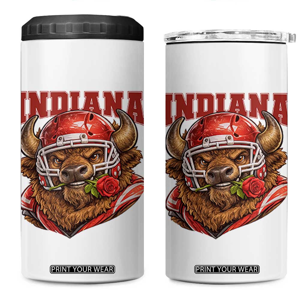 Indiana Football Spirit Bison with Rose Graphic 4 in 1 Can Cooler Tumbler Hoosier State Sports Pride TS02 One Size: 16 oz White Print Your Wear
