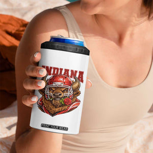 Indiana Football Spirit Bison with Rose Graphic 4 in 1 Can Cooler Tumbler Hoosier State Sports Pride TS02 Print Your Wear