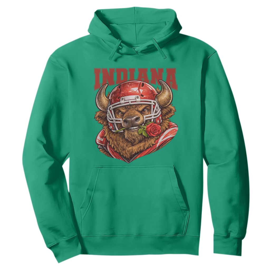 Indiana Football Spirit Bison with Rose Graphic Hoodie Hoosier State Sports Pride TS02 Irish Green Print Your Wear