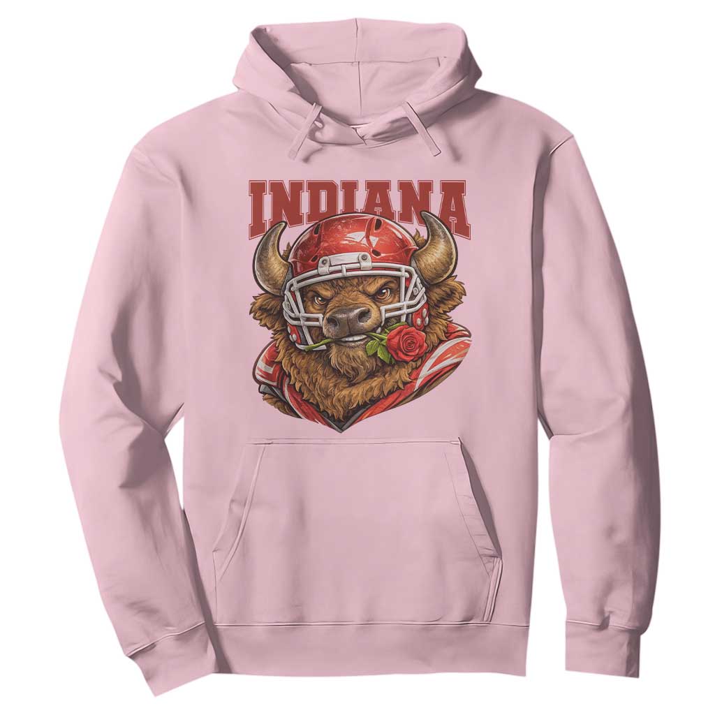 Indiana Football Spirit Bison with Rose Graphic Hoodie Hoosier State Sports Pride TS02 Light Pink Print Your Wear