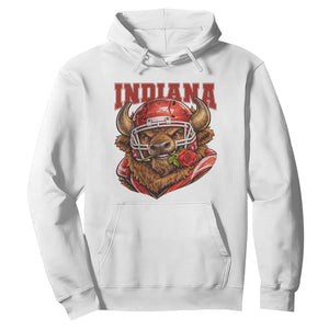 Indiana Football Spirit Bison with Rose Graphic Hoodie Hoosier State Sports Pride TS02 White Print Your Wear