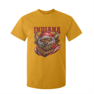 Indiana Football Spirit Bison with Rose Graphic T Shirt For Kid Hoosier State Sports Pride TS02 Gold Print Your Wear
