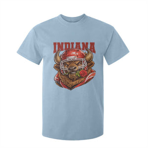 Indiana Football Spirit Bison with Rose Graphic T Shirt For Kid Hoosier State Sports Pride TS02 Light Blue Print Your Wear