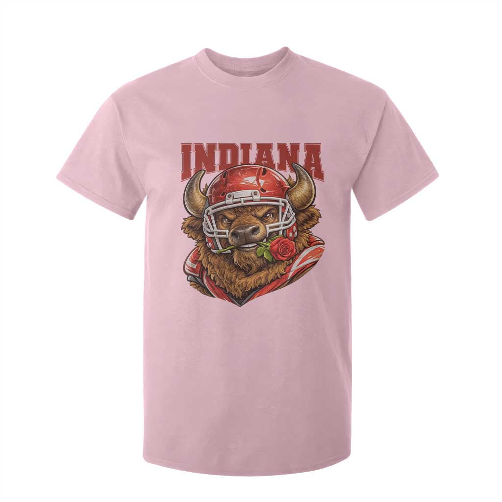 Indiana Football Spirit Bison with Rose Graphic T Shirt For Kid Hoosier State Sports Pride TS02 Light Pink Print Your Wear