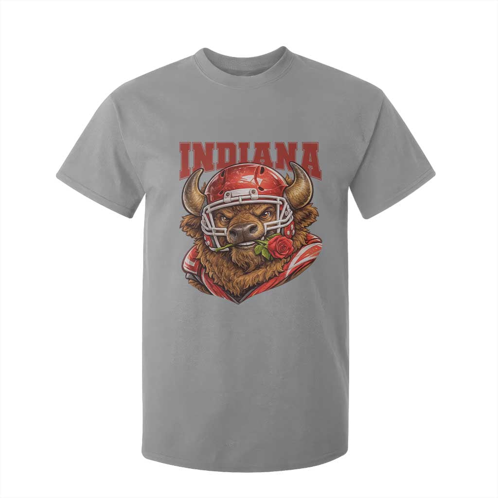 Indiana Football Spirit Bison with Rose Graphic T Shirt For Kid Hoosier State Sports Pride TS02 Sport Gray Print Your Wear