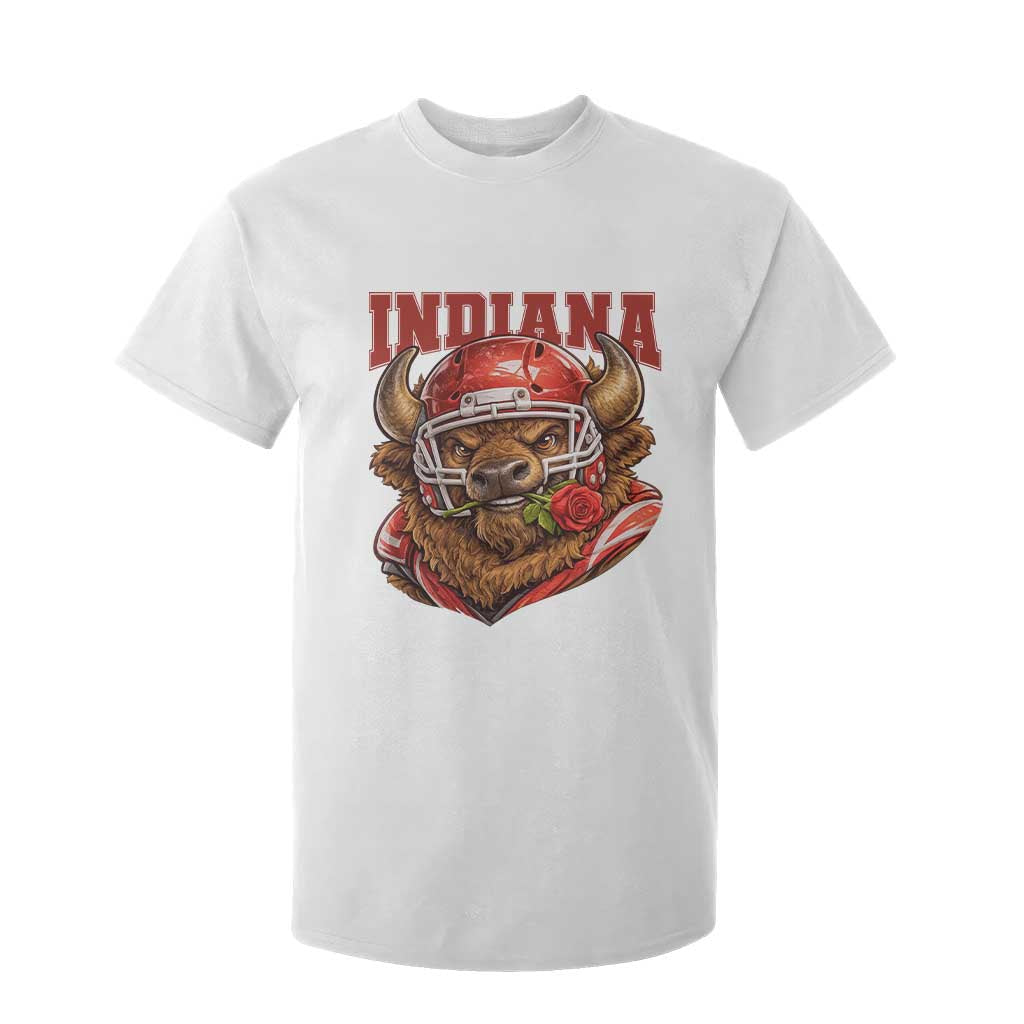 Indiana Football Spirit Bison with Rose Graphic T Shirt For Kid Hoosier State Sports Pride TS02 White Print Your Wear
