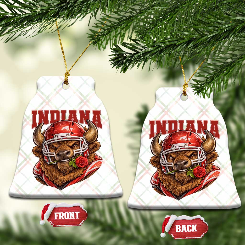 Indiana Football Spirit Bison with Rose Graphic Ceramic Ornament Hoosier State Sports Pride TS02 Print Your Wear