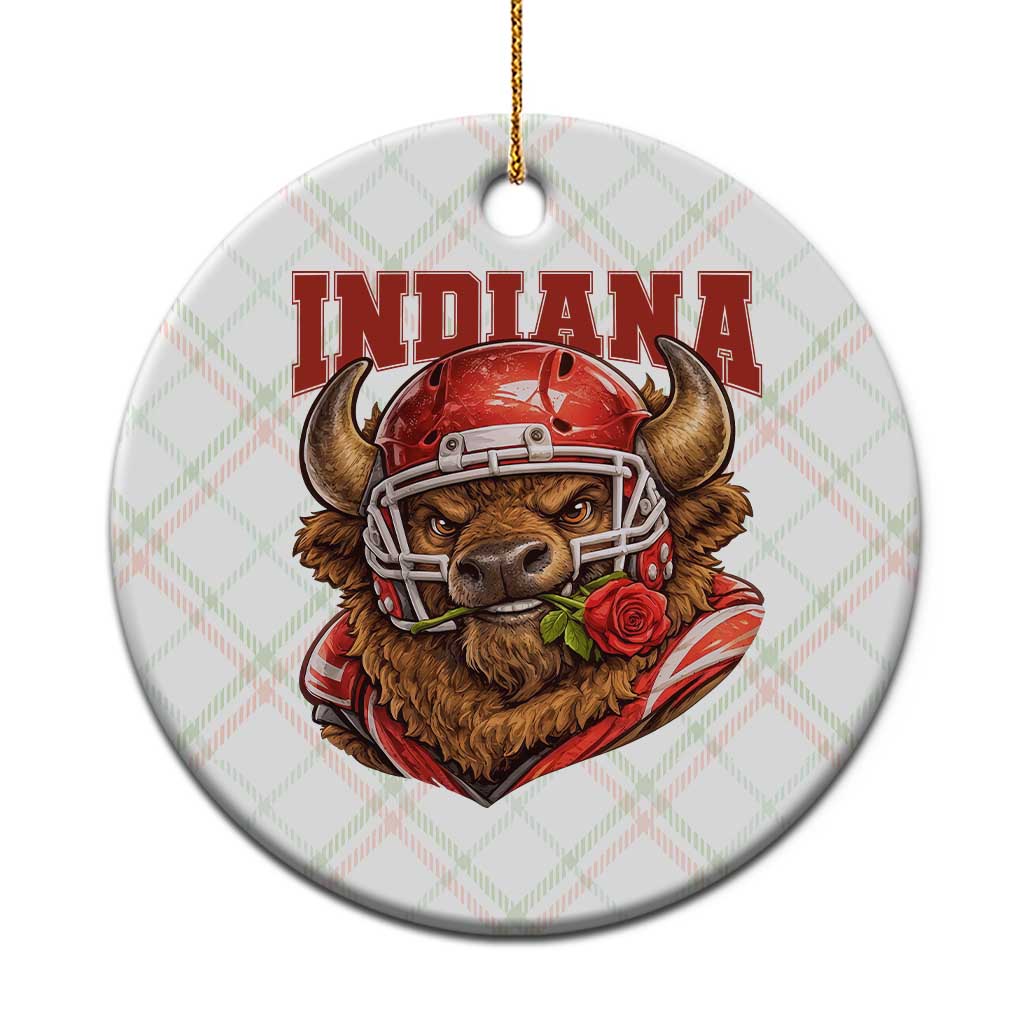 Indiana Football Spirit Bison with Rose Graphic Ceramic Ornament Hoosier State Sports Pride TS02 1pc Christmas Plaid Print Your Wear