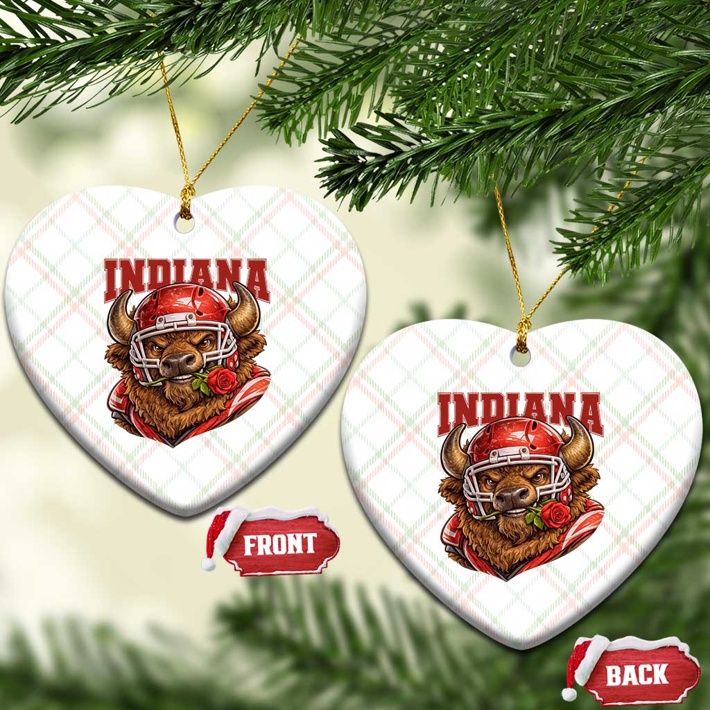 Indiana Football Spirit Bison with Rose Graphic Ceramic Ornament Hoosier State Sports Pride TS02 Print Your Wear