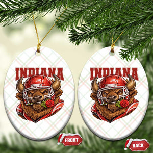 Indiana Football Spirit Bison with Rose Graphic Ceramic Ornament Hoosier State Sports Pride TS02 Print Your Wear