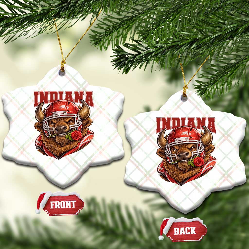 Indiana Football Spirit Bison with Rose Graphic Ceramic Ornament Hoosier State Sports Pride TS02 Print Your Wear