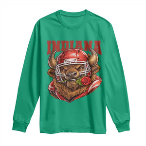 Indiana Football Spirit Bison with Rose Graphic Long Sleeve Shirt Hoosier State Sports Pride TS02 Irish Green Print Your Wear