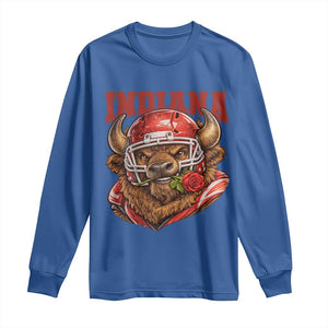 Indiana Football Spirit Bison with Rose Graphic Long Sleeve Shirt Hoosier State Sports Pride TS02 Royal Blue Print Your Wear