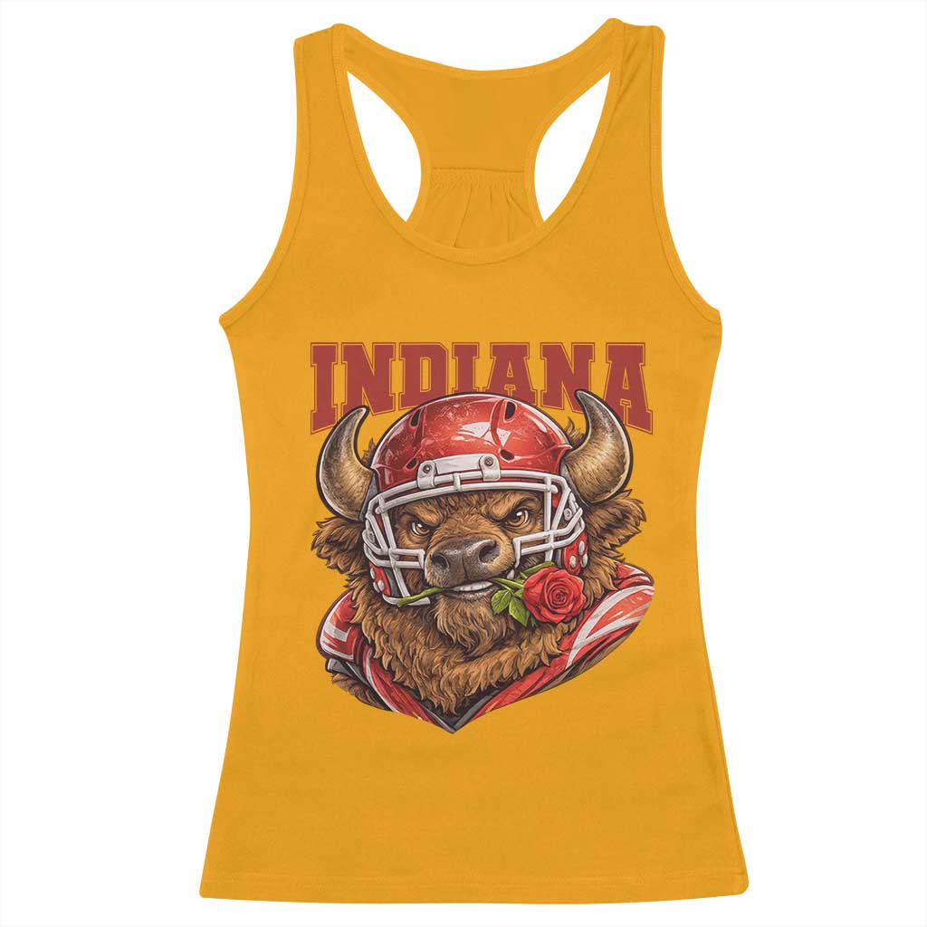 Indiana Football Spirit Bison with Rose Graphic Racerback Tank Top Hoosier State Sports Pride TS02 Gold Print Your Wear