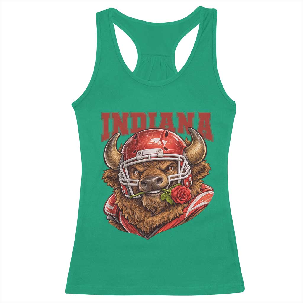 Indiana Football Spirit Bison with Rose Graphic Racerback Tank Top Hoosier State Sports Pride TS02 Irish Green Print Your Wear