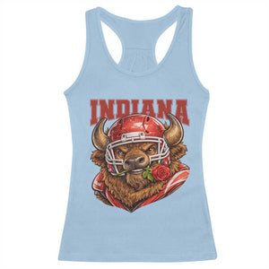 Indiana Football Spirit Bison with Rose Graphic Racerback Tank Top Hoosier State Sports Pride TS02 Light Blue Print Your Wear