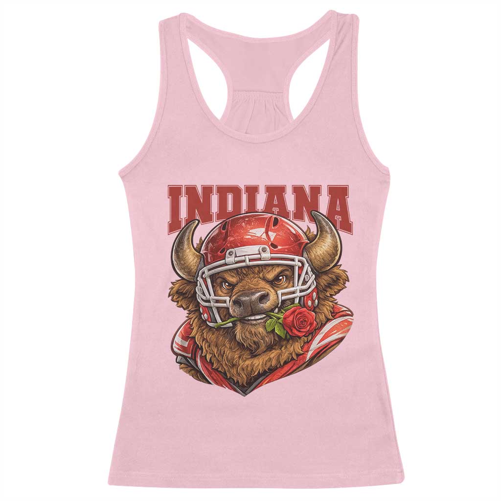 Indiana Football Spirit Bison with Rose Graphic Racerback Tank Top Hoosier State Sports Pride TS02 Light Pink Print Your Wear