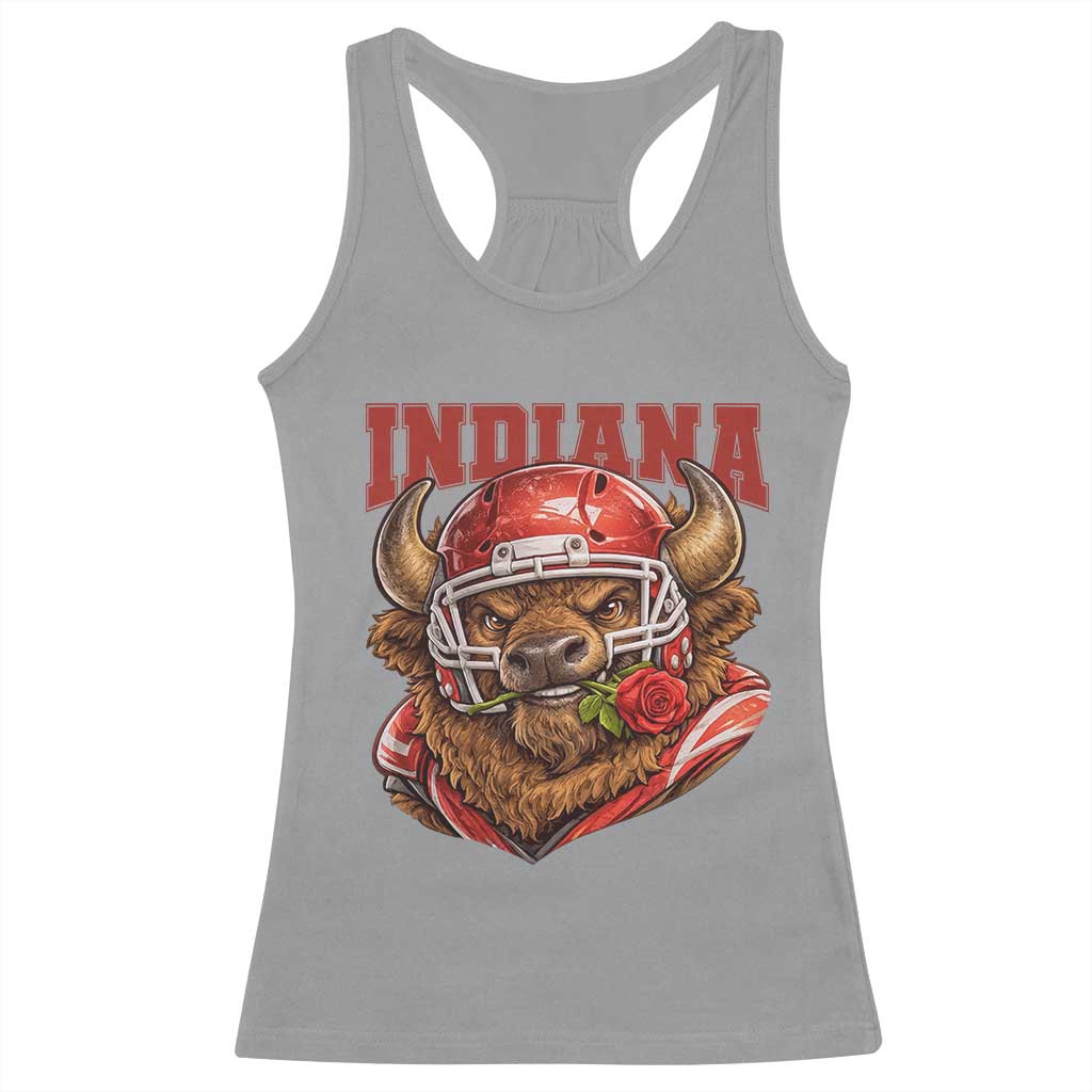 Indiana Football Spirit Bison with Rose Graphic Racerback Tank Top Hoosier State Sports Pride TS02 Sport Gray Print Your Wear