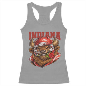 Indiana Football Spirit Bison with Rose Graphic Racerback Tank Top Hoosier State Sports Pride TS02 Sport Gray Print Your Wear