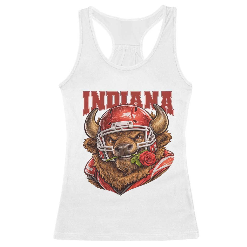 Indiana Football Spirit Bison with Rose Graphic Racerback Tank Top Hoosier State Sports Pride TS02 White Print Your Wear
