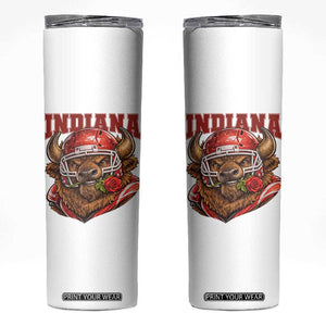 Indiana Football Spirit Bison with Rose Graphic Skinny Tumbler Hoosier State Sports Pride TS02 White Print Your Wear