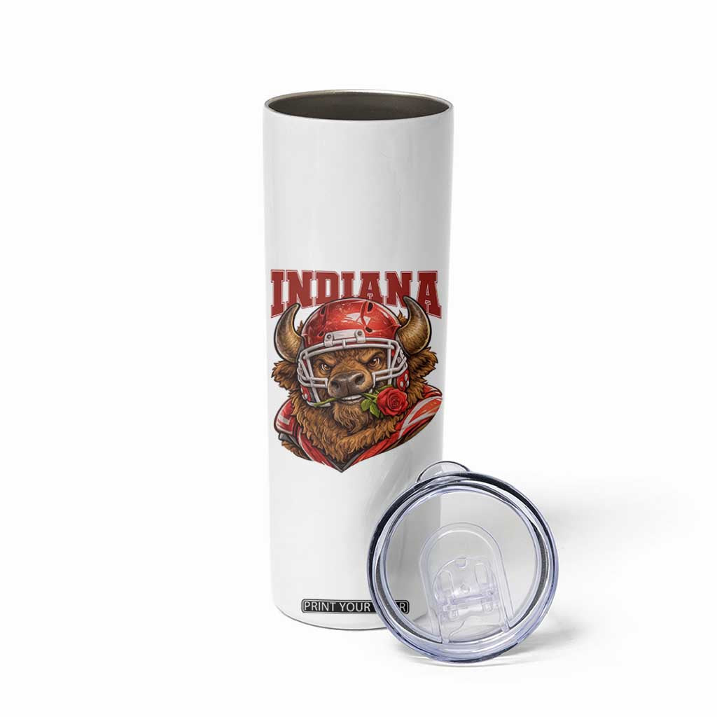 Indiana Football Spirit Bison with Rose Graphic Skinny Tumbler Hoosier State Sports Pride TS02 Print Your Wear