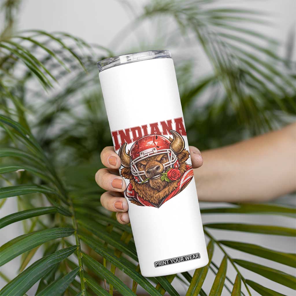Indiana Football Spirit Bison with Rose Graphic Skinny Tumbler Hoosier State Sports Pride TS02 Print Your Wear