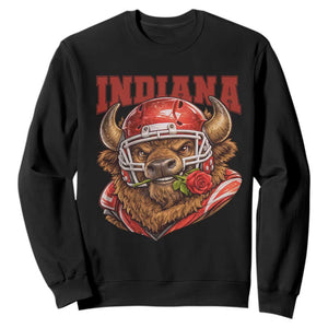 Indiana Football Spirit Bison with Rose Graphic Sweatshirt Hoosier State Sports Pride TS02 Black Print Your Wear