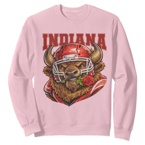 Indiana Football Spirit Bison with Rose Graphic Sweatshirt Hoosier State Sports Pride TS02 Light Pink Print Your Wear