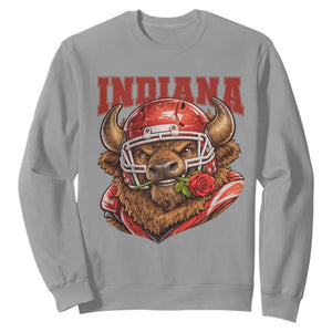 Indiana Football Spirit Bison with Rose Graphic Sweatshirt Hoosier State Sports Pride TS02 Sport Gray Print Your Wear