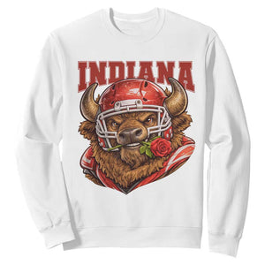 Indiana Football Spirit Bison with Rose Graphic Sweatshirt Hoosier State Sports Pride TS02 White Print Your Wear