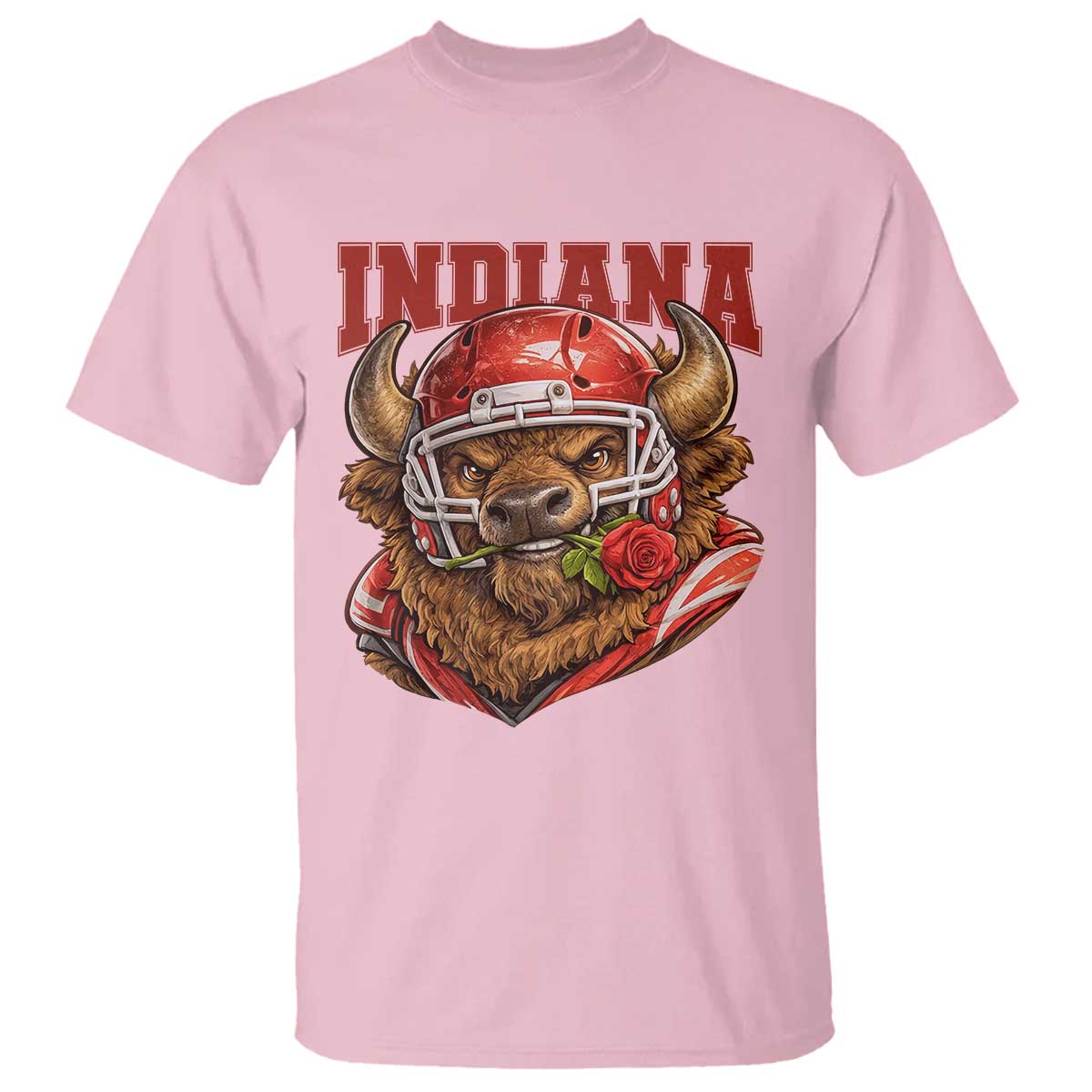 Indiana Football Spirit Bison with Rose Graphic T Shirt Hoosier State Sports Pride TS02 Light Pink Print Your Wear