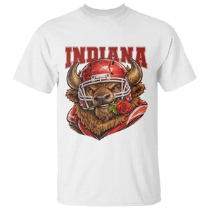 Indiana Football Spirit Bison with Rose Graphic T Shirt Hoosier State Sports Pride TS02 White Print Your Wear