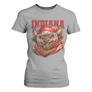 Indiana Football Spirit Bison with Rose Graphic T Shirt For Women Hoosier State Sports Pride TS02 Sport Gray Print Your Wear
