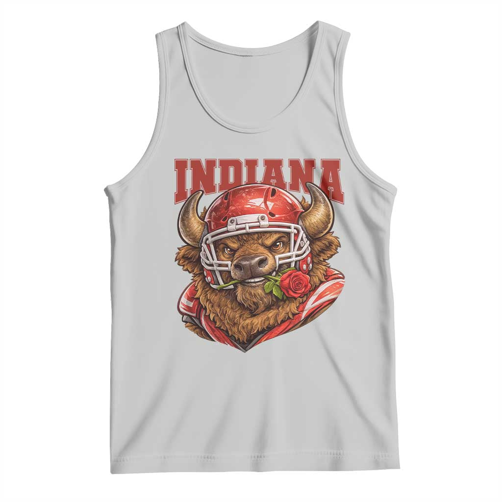 Indiana Football Spirit Bison with Rose Graphic Tank Top Hoosier State Sports Pride TS02 Ash Print Your Wear