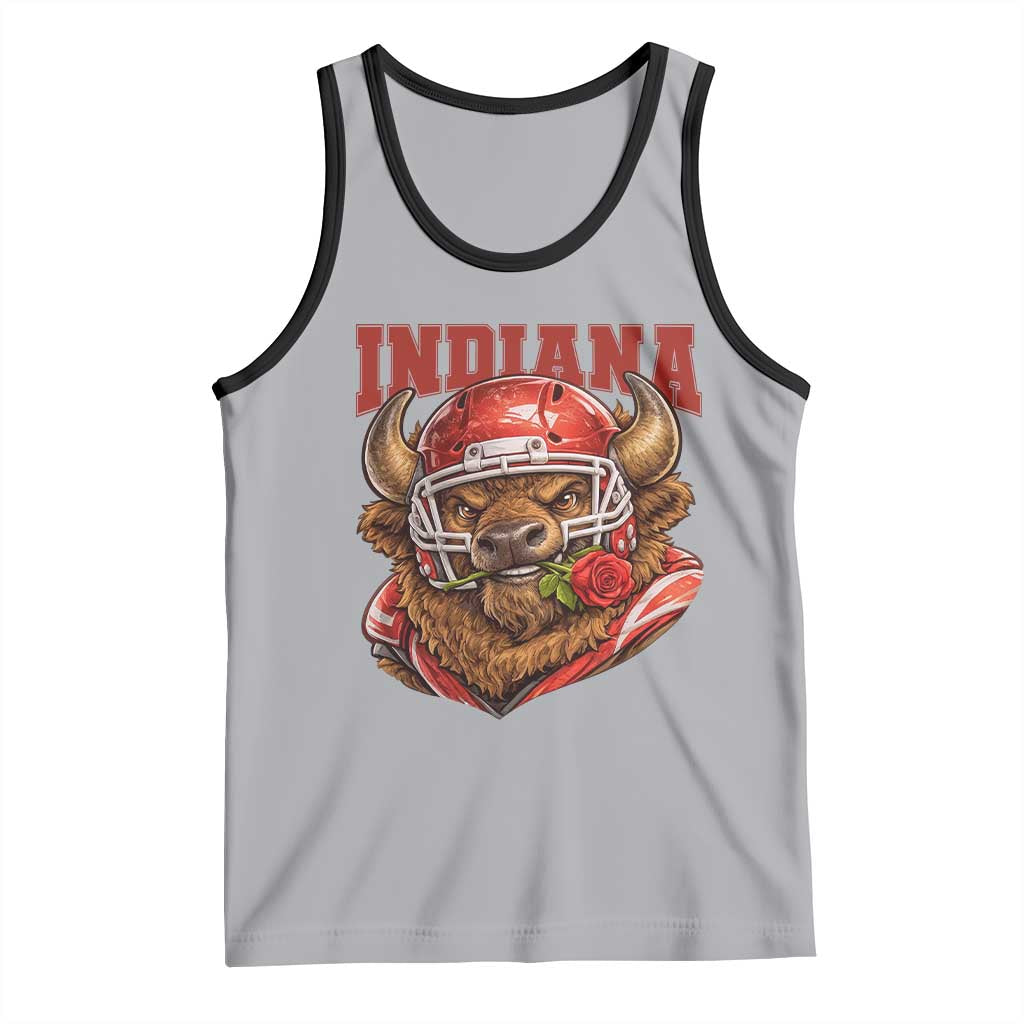 Indiana Football Spirit Bison with Rose Graphic Tank Top Hoosier State Sports Pride TS02 Athletic Heather Black Print Your Wear