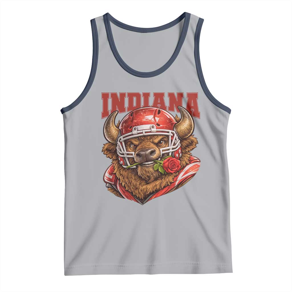 Indiana Football Spirit Bison with Rose Graphic Tank Top Hoosier State Sports Pride TS02 Athletic Heather Navy Print Your Wear