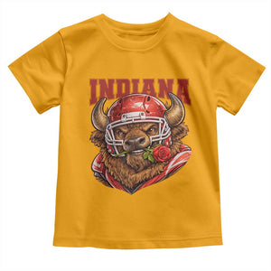 Indiana Football Spirit Bison with Rose Graphic Toddler T Shirt Hoosier State Sports Pride TS02 Gold Print Your Wear