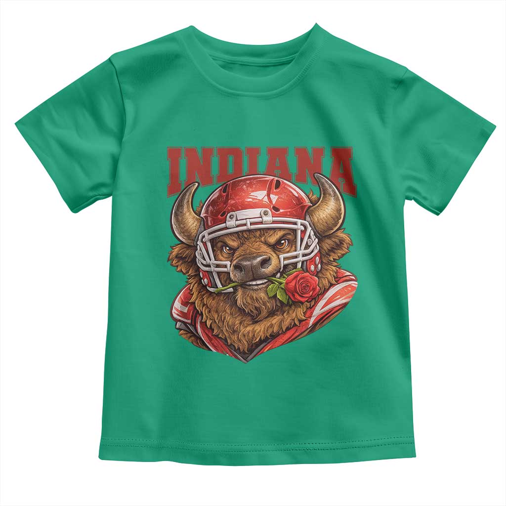Indiana Football Spirit Bison with Rose Graphic Toddler T Shirt Hoosier State Sports Pride TS02 Irish Green Print Your Wear