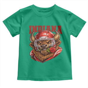 Indiana Football Spirit Bison with Rose Graphic Toddler T Shirt Hoosier State Sports Pride TS02 Irish Green Print Your Wear