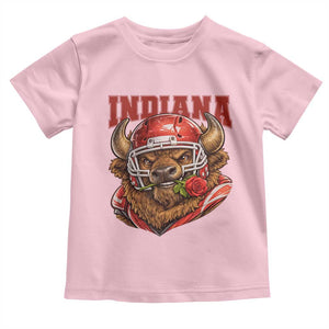 Indiana Football Spirit Bison with Rose Graphic Toddler T Shirt Hoosier State Sports Pride TS02 Light Pink Print Your Wear