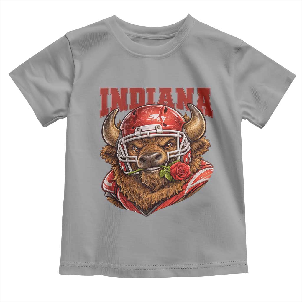 Indiana Football Spirit Bison with Rose Graphic Toddler T Shirt Hoosier State Sports Pride TS02 Sport Gray Print Your Wear