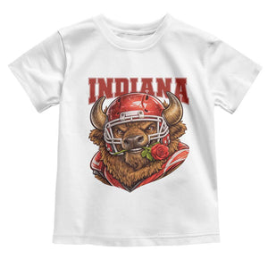 Indiana Football Spirit Bison with Rose Graphic Toddler T Shirt Hoosier State Sports Pride TS02 White Print Your Wear